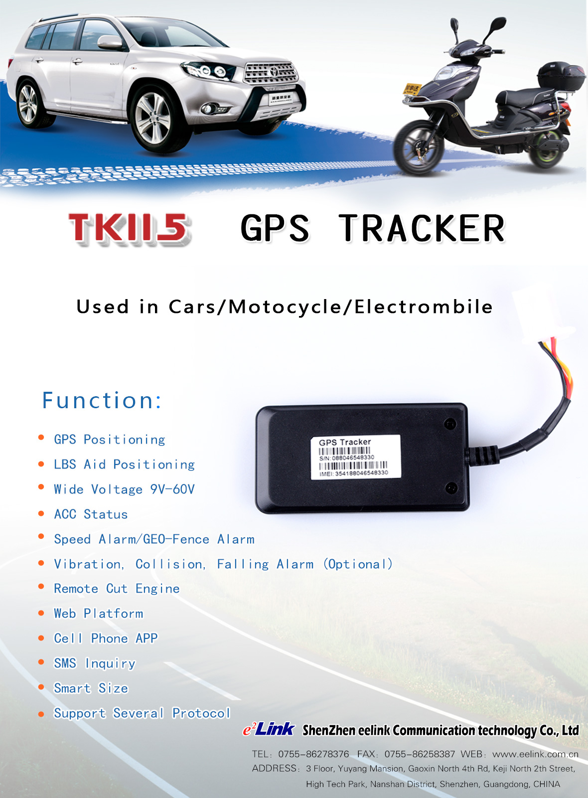 TK115 GPS Tracker Specification