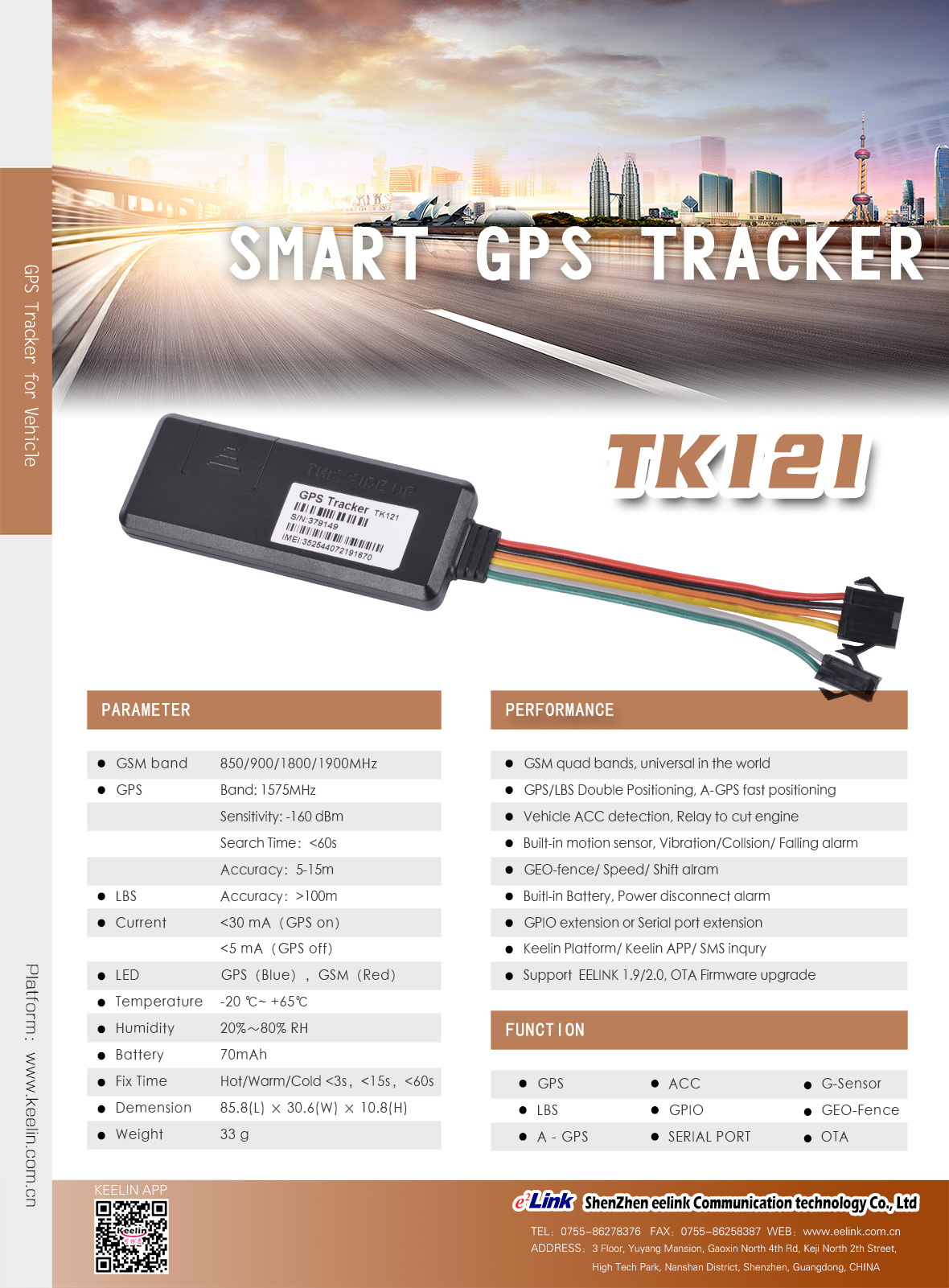 TK121 GPS Tracker Specification