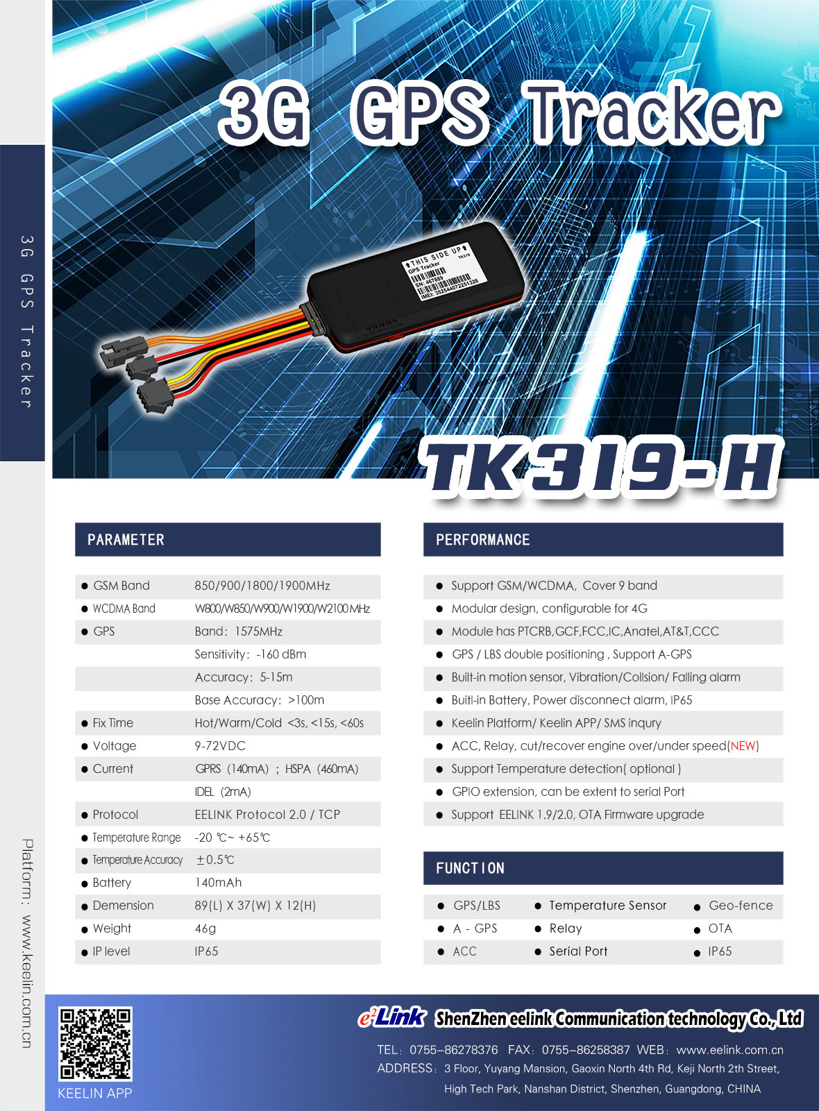 3G GPS Tracker TK319-H Specification