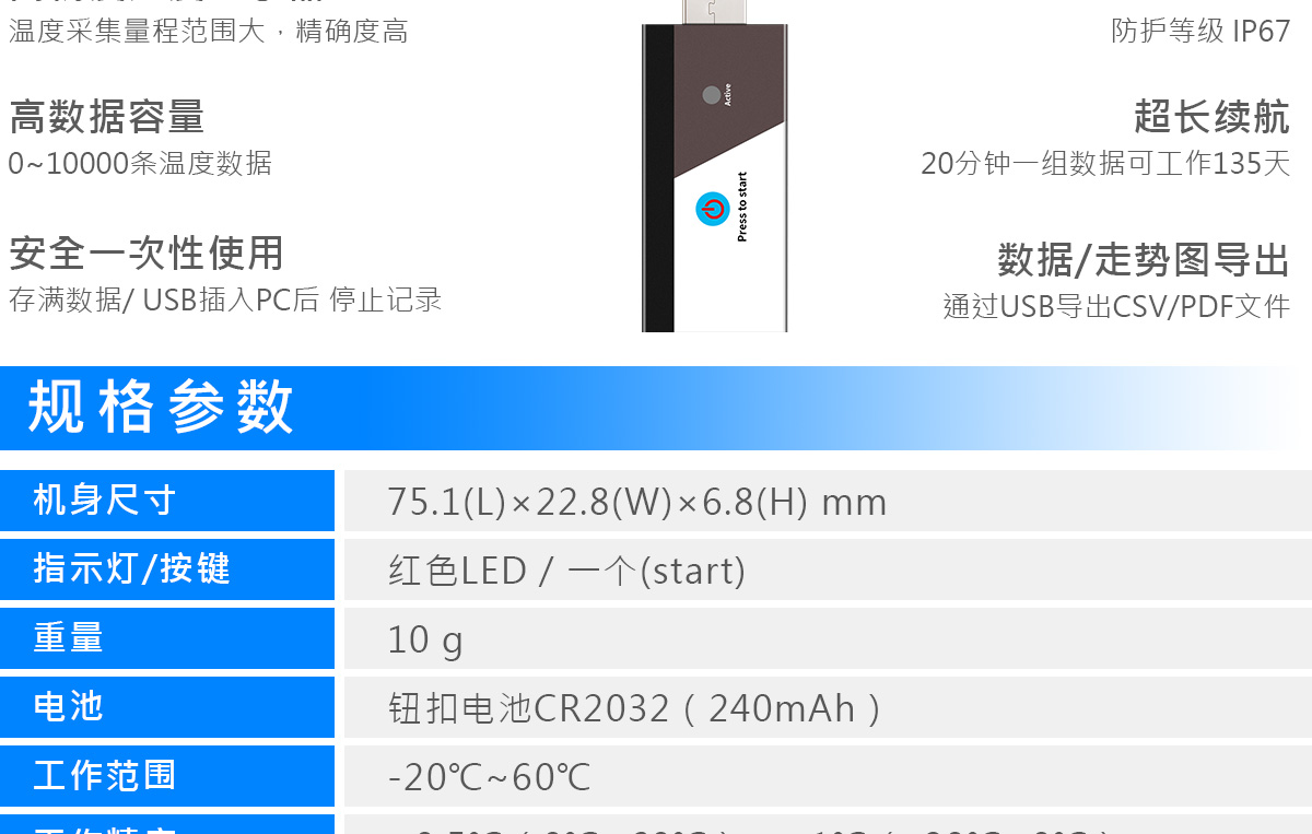 USB温度记实器 DB06